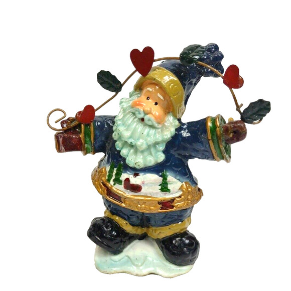 Vintage Christmas Santa and Deer Hand Painted Table Top Figures Set of 2 - Picture 6 of 7